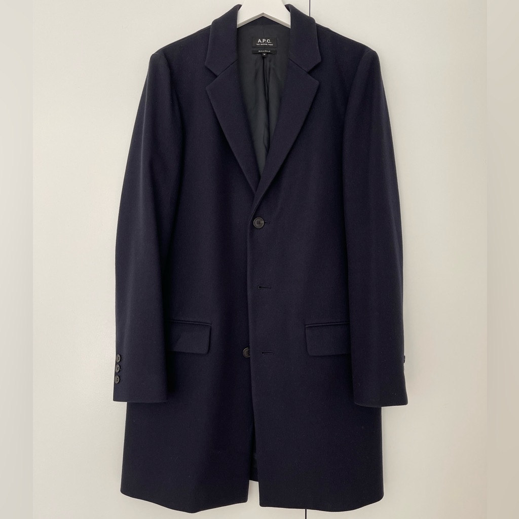 A.P.C. Visconti Coat, Dark Blue, Men’s Size Medium